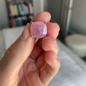 Kate Spade Pink Cushion Gem Stud Earrings - Gold Prong Setting